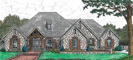 European One-Story Elevation of Plan 66200