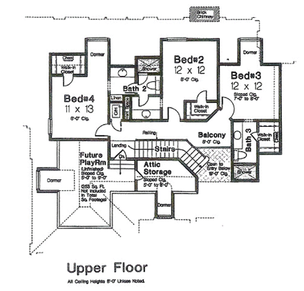 House Plan 66201 Second Level Plan