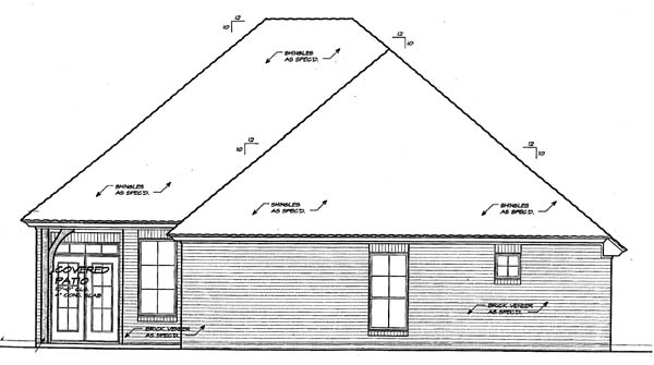 One-Story Traditional Rear Elevation of Plan 66206