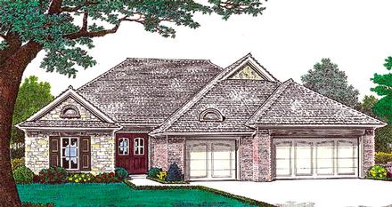 One-Story Traditional Elevation of Plan 66207