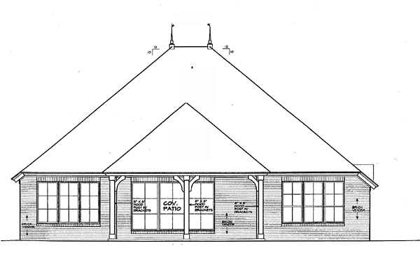 One-Story Traditional Rear Elevation of Plan 66209