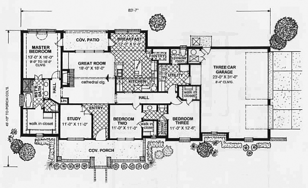 One-Story Traditional Level One of Plan 66210