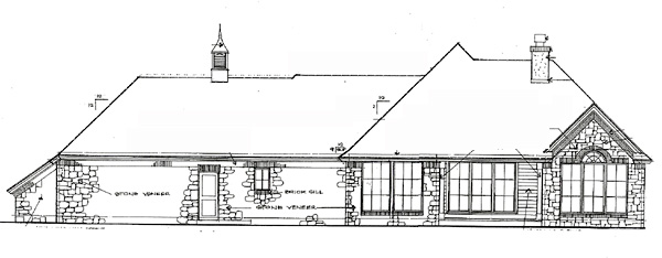 One-Story Traditional Rear Elevation of Plan 66210