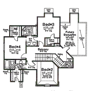 House Plan 66211 Second Level Plan