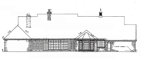 One-Story Southern Rear Elevation of Plan 66214