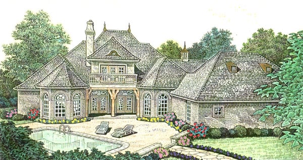 Country French Country Southern Rear Elevation of Plan 66237