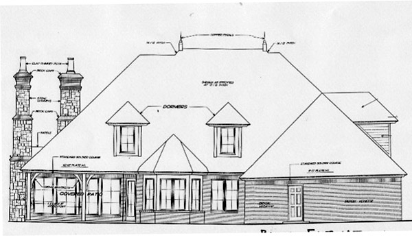 Country French Country Southern Rear Elevation of Plan 66238