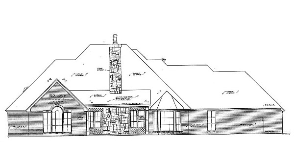 Country Southern Rear Elevation of Plan 66239