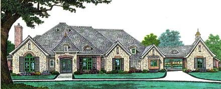 French Country Southern Elevation of Plan 66241