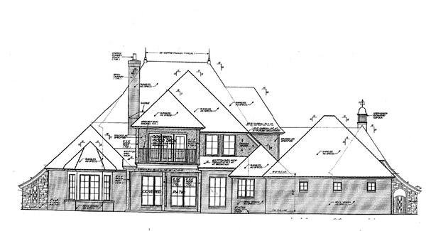 Country French Country Rear Elevation of Plan 66243