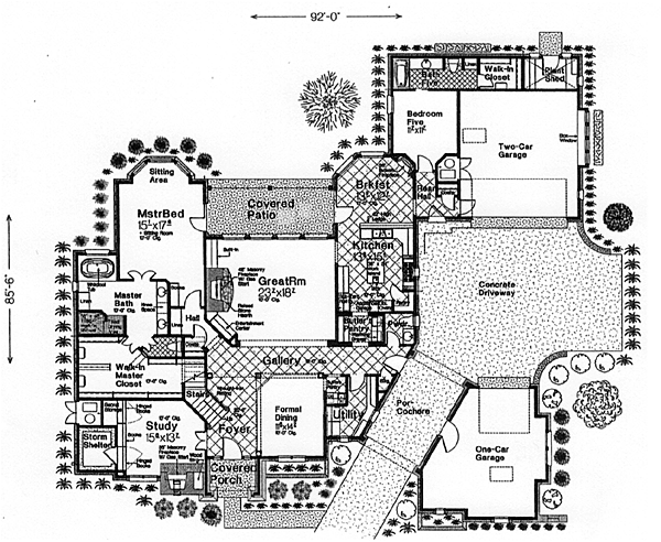 French Country Southern Level One of Plan 66247