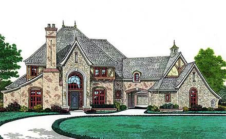 French Country Southern Elevation of Plan 66247