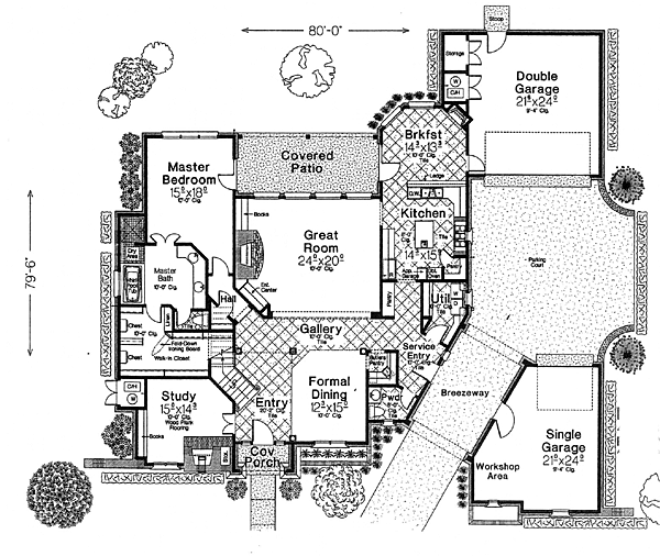 French Country Southern Level One of Plan 66249