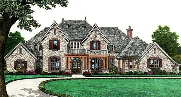 European, French Country Plan with 4392 Sq. Ft., 4 Bedrooms, 4 Bathrooms, 3 Car Garage Elevation