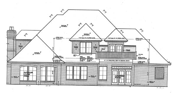 European French Country Rear Elevation of Plan 66268