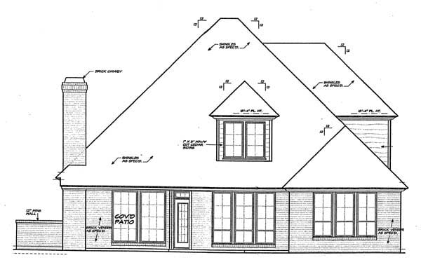 European Rear Elevation of Plan 66275