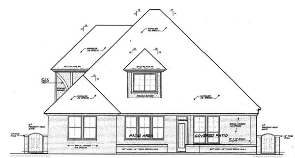 Country European Rear Elevation of Plan 66277