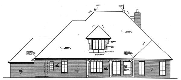 Country European Rear Elevation of Plan 66281