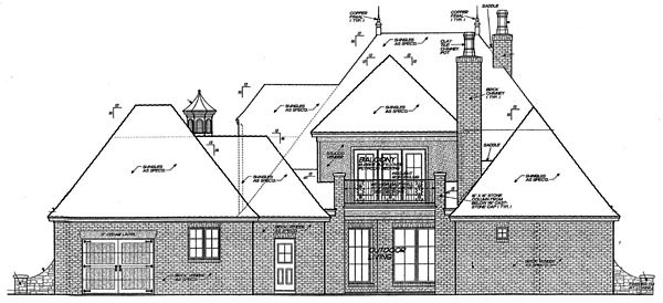 Country European Rear Elevation of Plan 66282