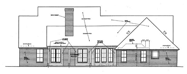 Farmhouse Rear Elevation of Plan 66285