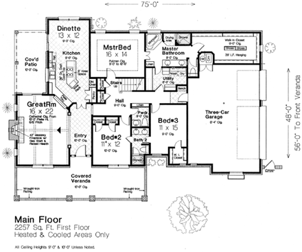 House Plan 66288 First Level Plan