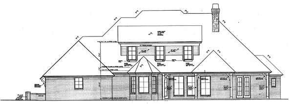 Country European Rear Elevation of Plan 66290