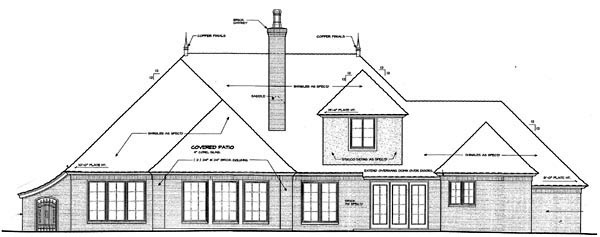 Country European French Country Rear Elevation of Plan 66291