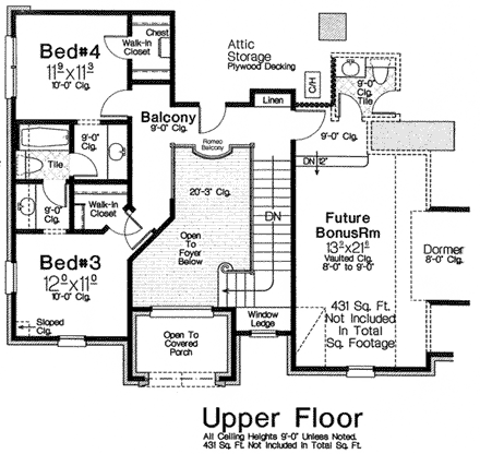 House Plan 66292 Second Level Plan