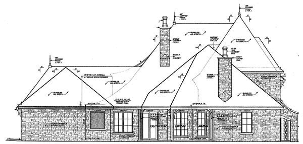 Country European Rear Elevation of Plan 66292