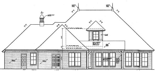 Country European Rear Elevation of Plan 66293