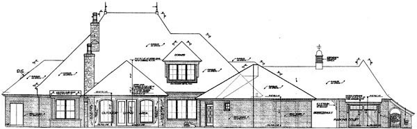 Country European French Country Rear Elevation of Plan 66294
