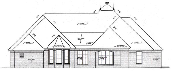 European Rear Elevation of Plan 66295