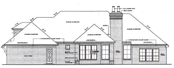 European Rear Elevation of Plan 66297