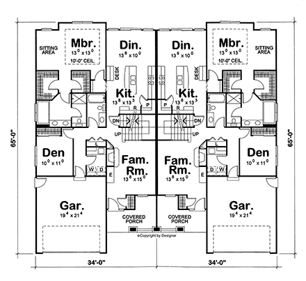 Multi-Family Plan 66401 First Level Plan