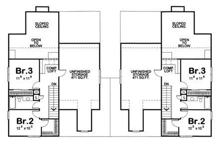 Multi-Family Plan 66403 Second Level Plan