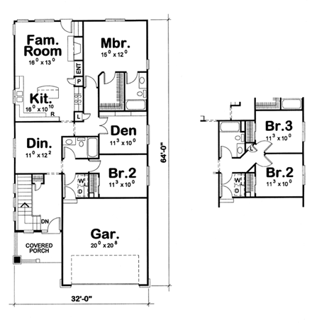 House Plan 66407 First Level Plan