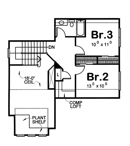 House Plan 66414 Second Level Plan