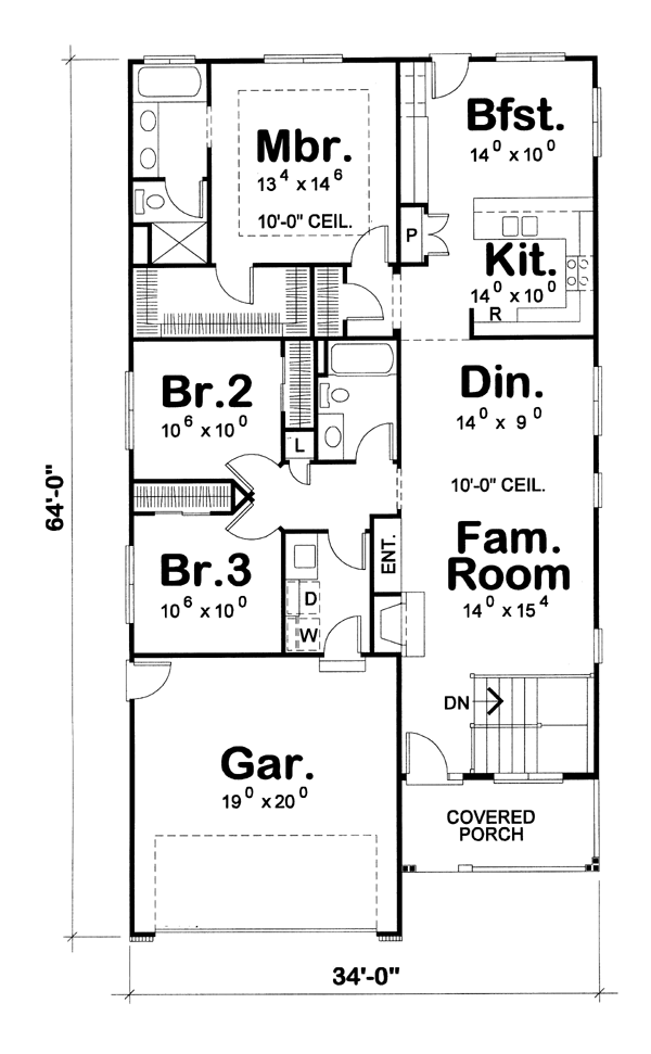 Craftsman Level One of Plan 66419