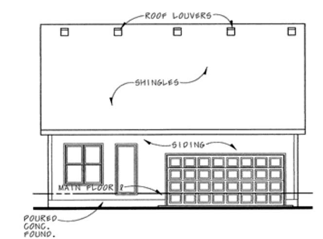 Craftsman Rear Elevation of Plan 66420