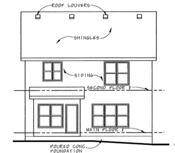 Craftsman Rear Elevation of Plan 66423