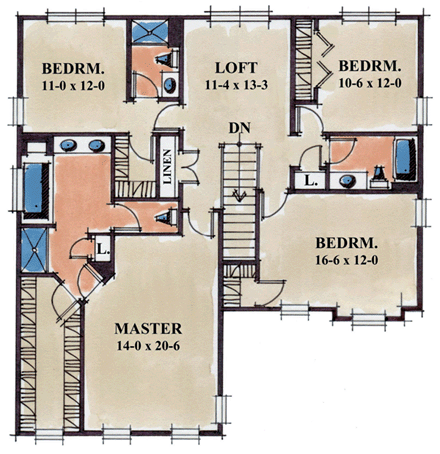 House Plan 66430 Second Level Plan