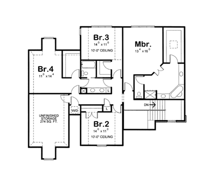 House Plan 66442 Second Level Plan