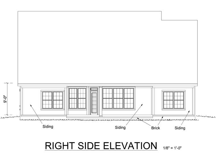Traditional Rear Elevation of Plan 66452