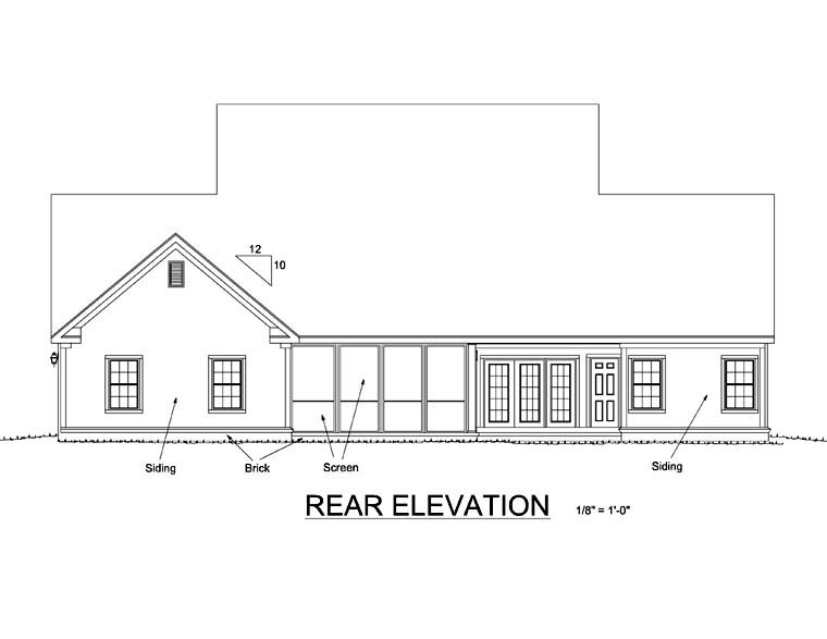 Traditional Rear Elevation of Plan 66456
