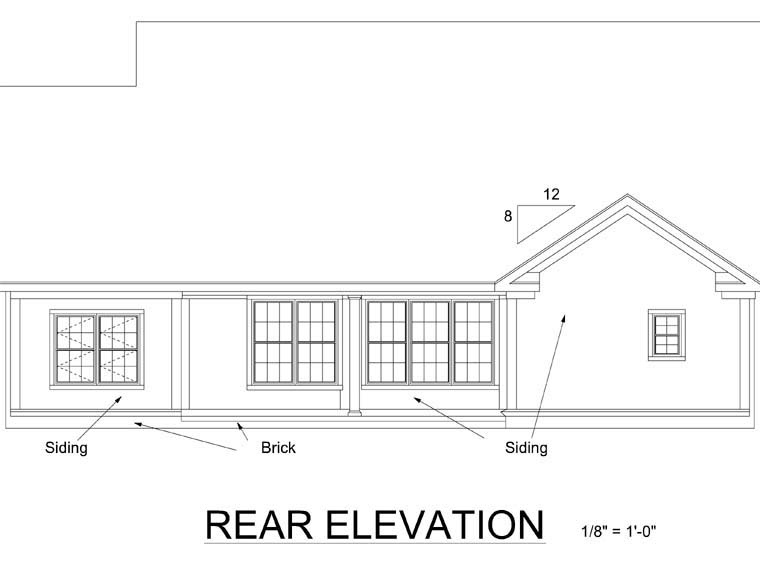 Traditional Rear Elevation of Plan 66458