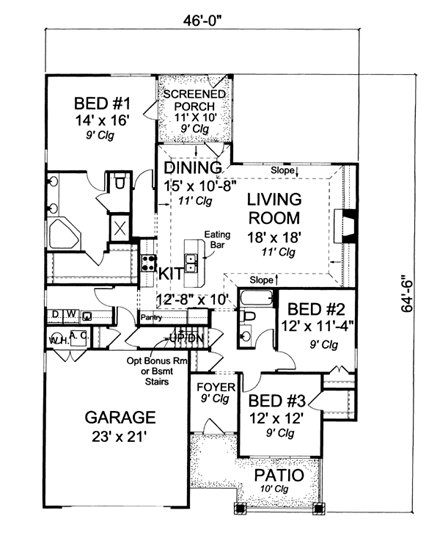 House Plan 66464 First Level Plan