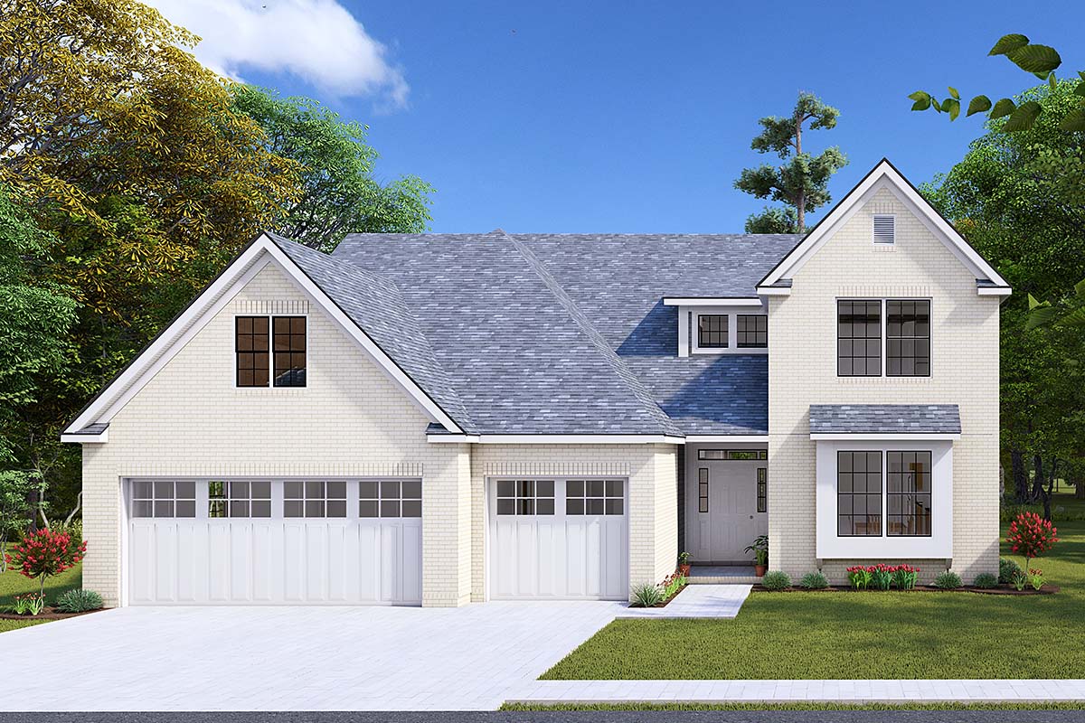 Traditional Plan with 2171 Sq. Ft., 3 Bedrooms, 3 Bathrooms, 3 Car Garage Elevation