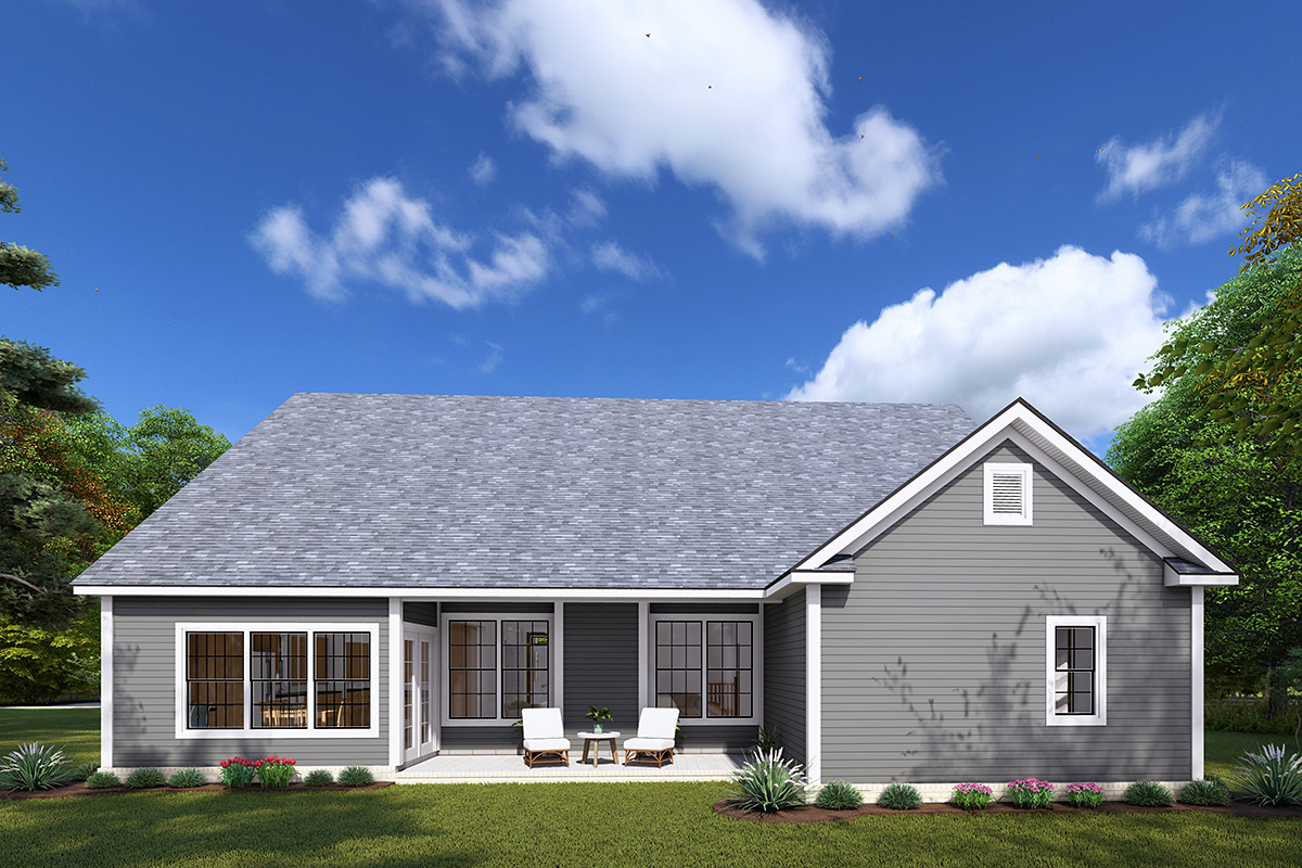 Traditional Plan with 2171 Sq. Ft., 3 Bedrooms, 3 Bathrooms, 3 Car Garage Rear Elevation