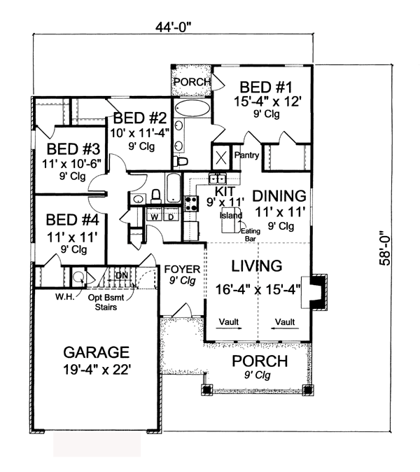 Bungalow Cottage Craftsman Level One of Plan 66466