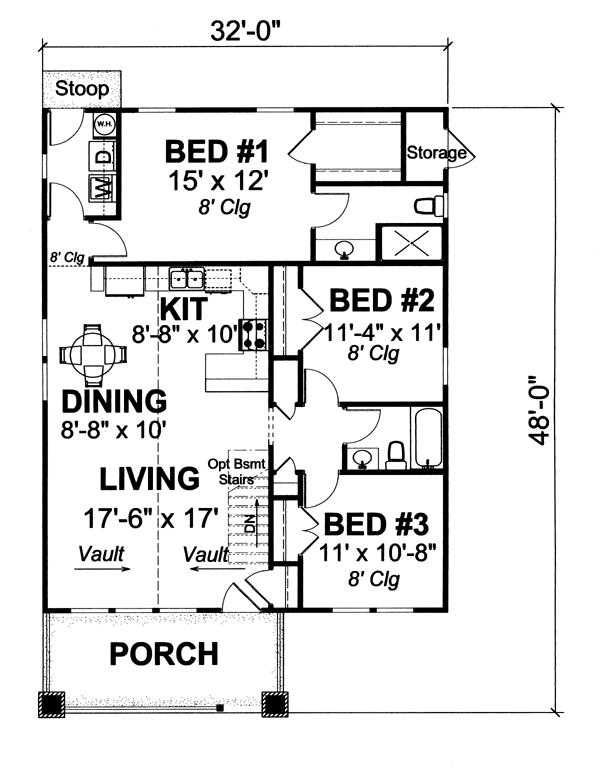 Bungalow Craftsman Traditional Level One of Plan 66468